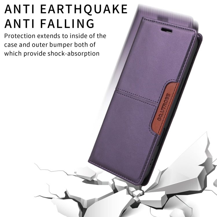 For iPhone 16 Pro Max GQUTROBE G01 RFID Anti-theft Leather Phone Case(Purple) by GQUTROBE