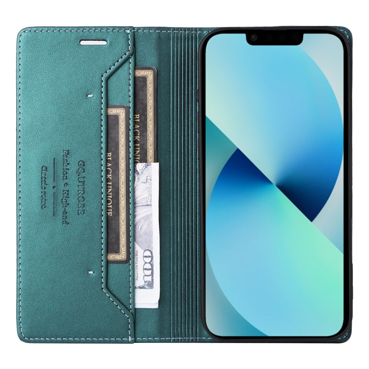 For iPhone 14 / 13 GQUTROBE G01 RFID Anti-theft Leather Phone Case(Green) by GQUTROBE