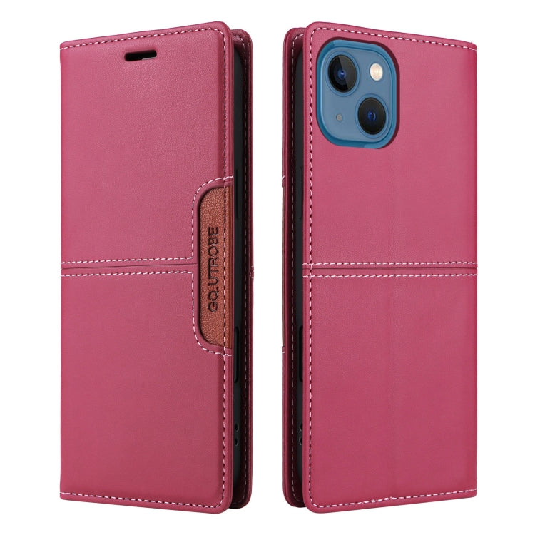 For iPhone 15 Plus / 14 Plus GQUTROBE G01 RFID Anti-theft Leather Phone Case(Red) by GQUTROBE