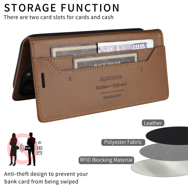 For iPhone 15 Plus / 14 Plus GQUTROBE G01 RFID Anti-theft Leather Phone Case(Brown) by GQUTROBE