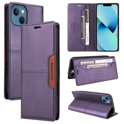 For iPhone 15 Plus / 14 Plus GQUTROBE G01 RFID Anti-theft Leather Phone Case(Purple) by GQUTROBE
