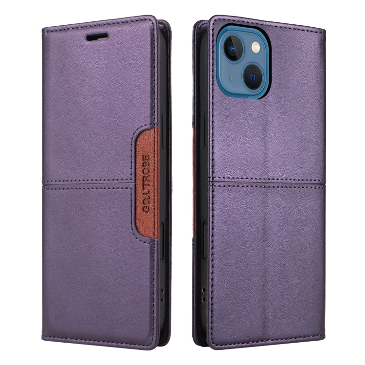 For iPhone 15 Plus / 14 Plus GQUTROBE G01 RFID Anti-theft Leather Phone Case(Purple) by GQUTROBE
