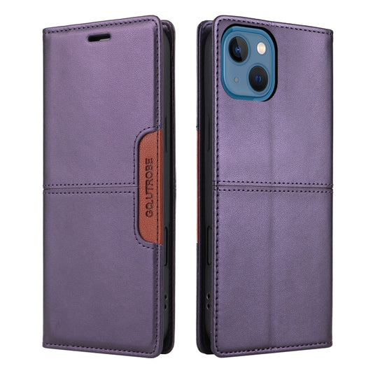 For iPhone 15 Plus / 14 Plus GQUTROBE G01 RFID Anti-theft Leather Phone Case(Purple) by GQUTROBE