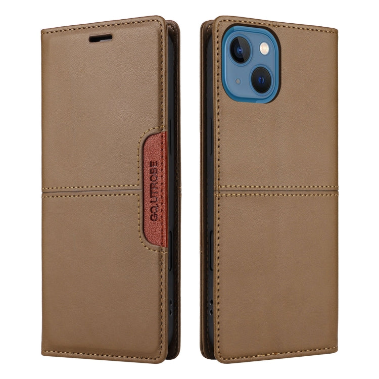 For iPhone 15 GQUTROBE G01 RFID Anti-theft Leather Phone Case(Brown) by GQUTROBE