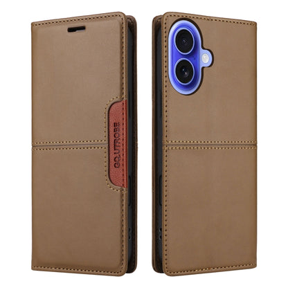 For iPhone 16 GQUTROBE G01 RFID Anti-theft Leather Phone Case(Brown) by GQUTROBE