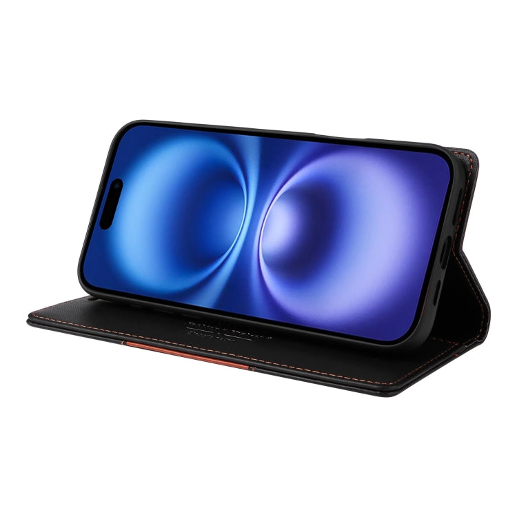 For iPhone 16 GQUTROBE G01 RFID Anti-theft Leather Phone Case(Black) by GQUTROBE