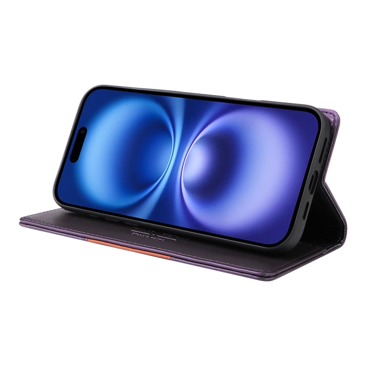 For iPhone 16 GQUTROBE G01 RFID Anti-theft Leather Phone Case(Purple) by GQUTROBE