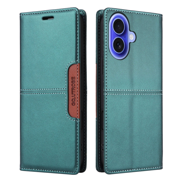 For iPhone 16 GQUTROBE G01 RFID Anti-theft Leather Phone Case(Green) by GQUTROBE