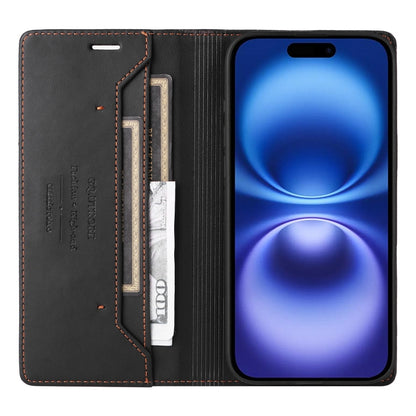 For iPhone 16 Plus GQUTROBE G01 RFID Anti-theft Leather Phone Case(Black) by GQUTROBE