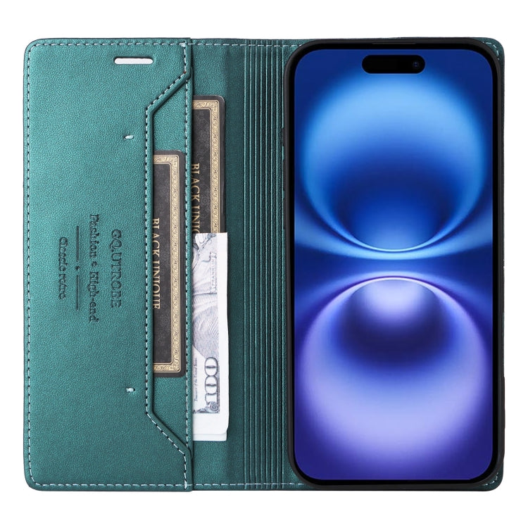For iPhone 16 Plus GQUTROBE G01 RFID Anti-theft Leather Phone Case(Green) by GQUTROBE