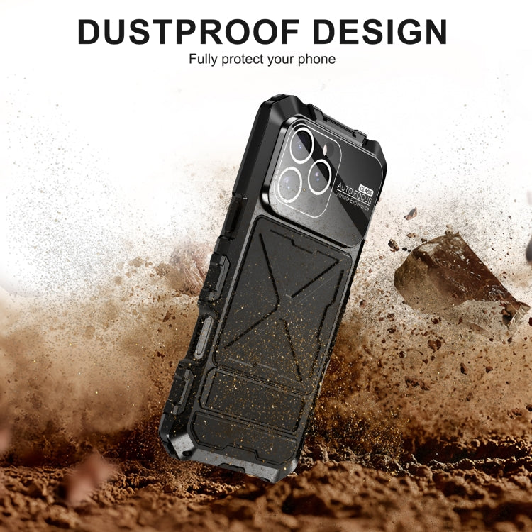 For iPhone 16 Pro Max R-JUST Life Waterproof Dustproof Shockproof Phone Case(Black) by R-JUST
