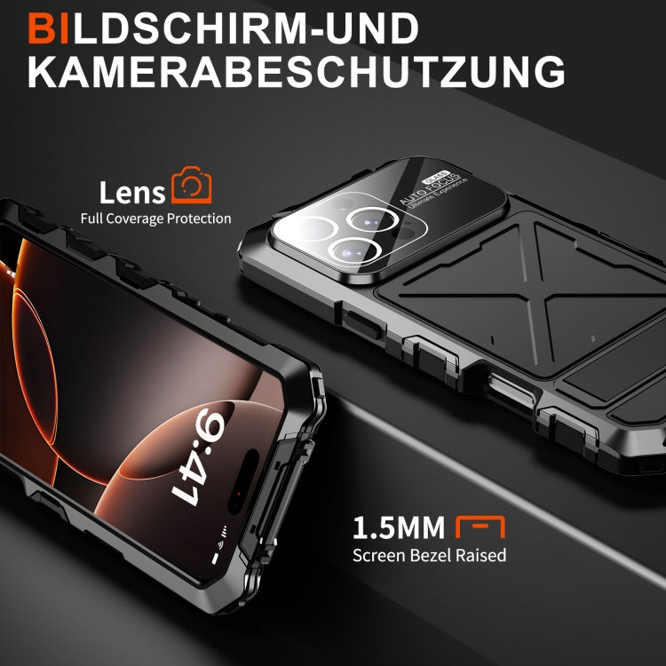 For iPhone 16 Pro Max R-JUST Life Waterproof Dustproof Shockproof Phone Case(Black) by R-JUST