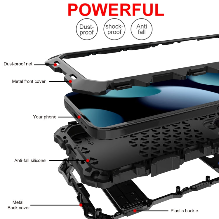 For iPhone 15 Pro Max R-JUST Life Waterproof Dustproof Shockproof Phone Case(Black) by R-JUST