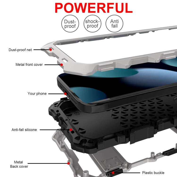 For iPhone 15 R-JUST Life Waterproof Dustproof Shockproof Phone Case(Silver) by R-JUST