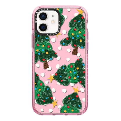 For iPhone 12 mini Simple Illustration Pattern Full Coverage Phone Case(Christmas Tree A) by bashfashion