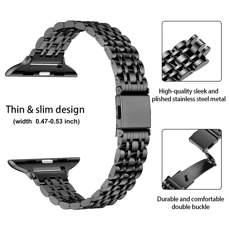 For Apple Watch 42mm / 41mm / 40mm / 38mm Slim Seven Bead Slingshot Buckle Metal Watch Band(Starlight) by bashfashion