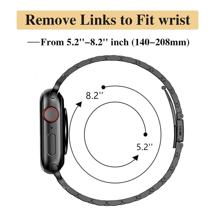 For Apple Watch 42mm / 41mm / 40mm / 38mm Slim Seven Bead Slingshot Buckle Metal Watch Band(Starlight) by bashfashion