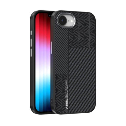 For iPhone 16e ABEEL 6D Micro Relief MagSafe Magnetic Phone Case(Carbon Fiber Black) by bashfashion