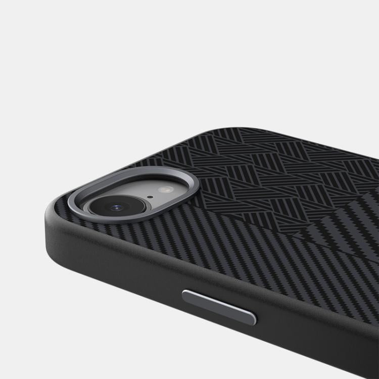 For iPhone 16e ABEEL 6D Micro Relief MagSafe Magnetic Phone Case(Carbon Fiber Black) by bashfashion