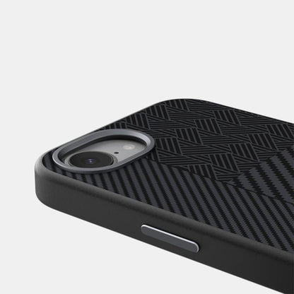 For iPhone 16e ABEEL 6D Micro Relief MagSafe Magnetic Phone Case(Carbon Fiber Black) by bashfashion