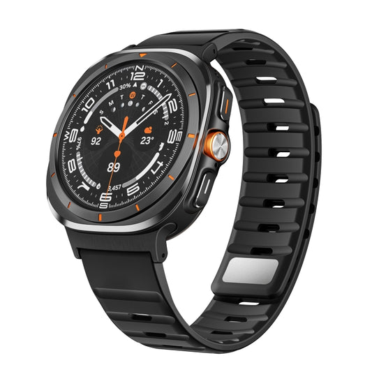 For Samsung Galaxy Watch Ultra 47mm / Ultra 2025 Magnetic Silicone Watch Band(Black+Black) by bashfashion