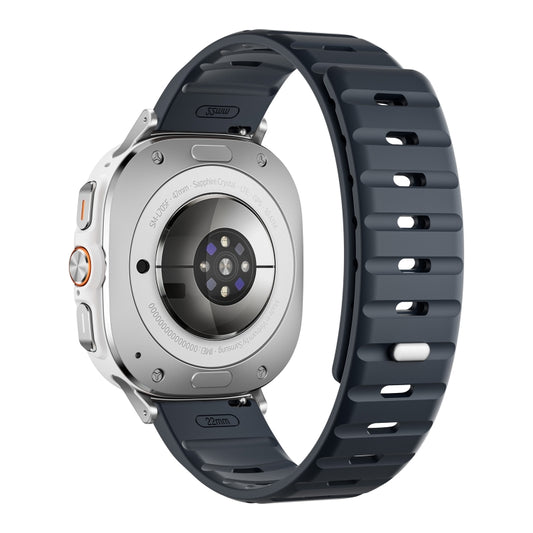 For Samsung Galaxy Watch Ultra 47mm / Ultra 2025 Magnetic Silicone Watch Band(Midnight Color+Silver) by bashfashion