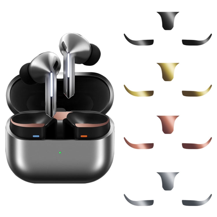 For Samsung Galaxy Buds3 Pro Bluetooth Earphone Charging Box Metal Stickers(Rose Gold) by bashfashion