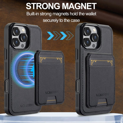 For iPhone 16 Pro Max LC.IMEEKE L3 Series Detachable RFID Card Bag Magsafe Phone Case(Black) by LC.IMEEKE
