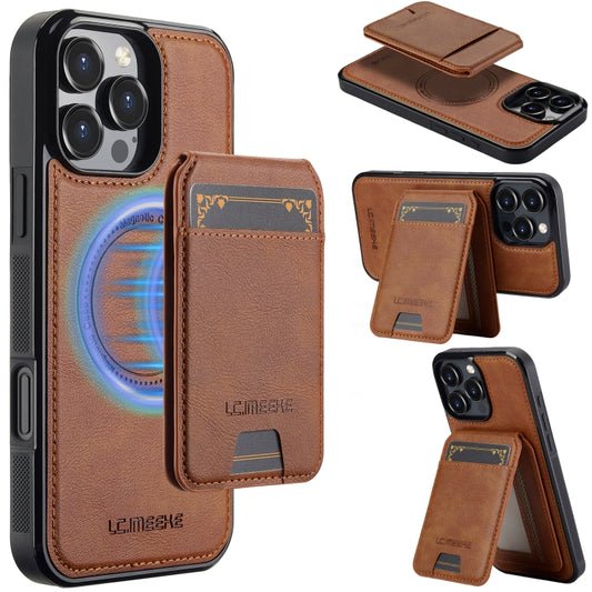 For iPhone 16 Pro Max LC.IMEEKE L3 Series Detachable RFID Card Bag Magsafe Phone Case(Brown) by LC.IMEEKE