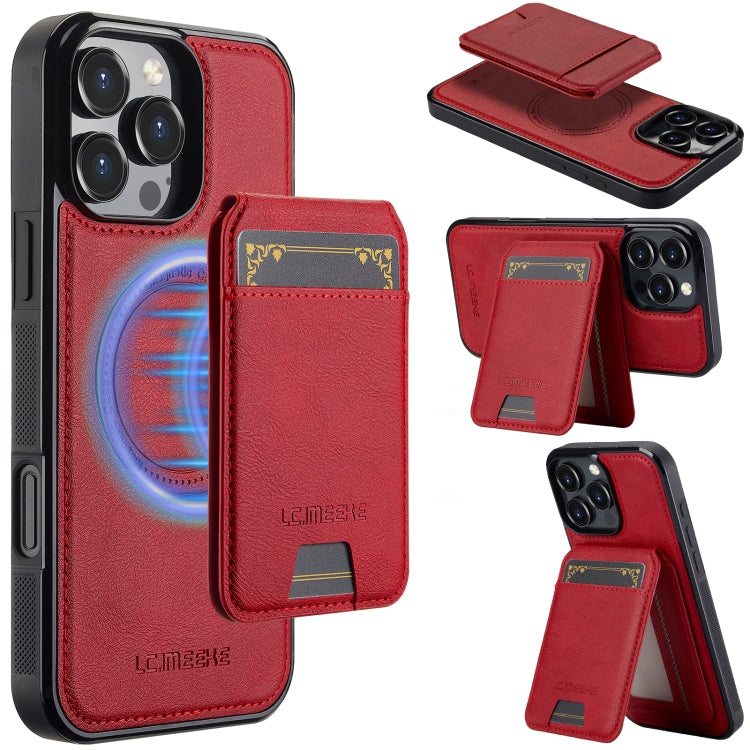 For iPhone 16 Pro Max LC.IMEEKE L3 Series Detachable RFID Card Bag Magsafe Phone Case(Red) by LC.IMEEKE