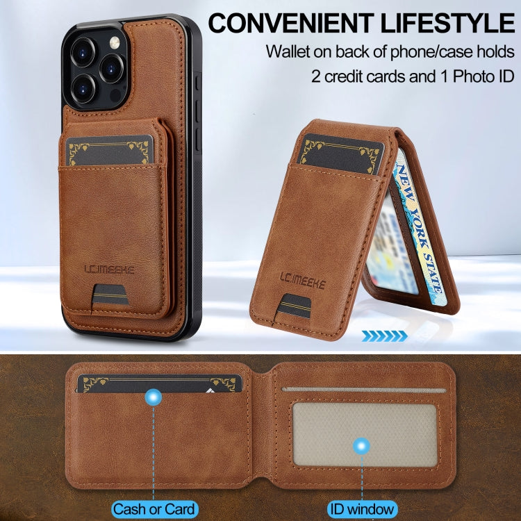 For iPhone 16 Pro LC.IMEEKE L3 Series Detachable RFID Card Bag Magsafe Phone Case(Brown) by LC.IMEEKE