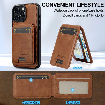 For iPhone 16 Pro LC.IMEEKE L3 Series Detachable RFID Card Bag Magsafe Phone Case(Brown) by LC.IMEEKE