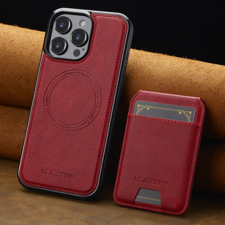 For iPhone 16 Pro LC.IMEEKE L3 Series Detachable RFID Card Bag Magsafe Phone Case(Red) by LC.IMEEKE