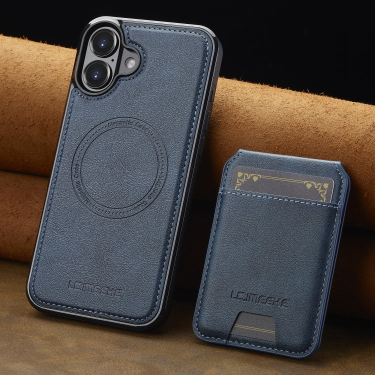For iPhone 16 Plus LC.IMEEKE L3 Series Detachable RFID Card Bag Magsafe Phone Case(Blue) by LC.IMEEKE