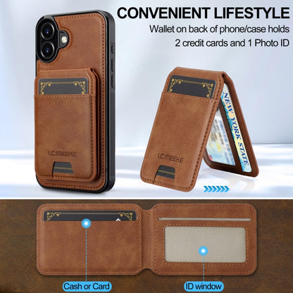 For iPhone 16 LC.IMEEKE L3 Series Detachable RFID Card Bag Magsafe Phone Case(Brown) by LC.IMEEKE