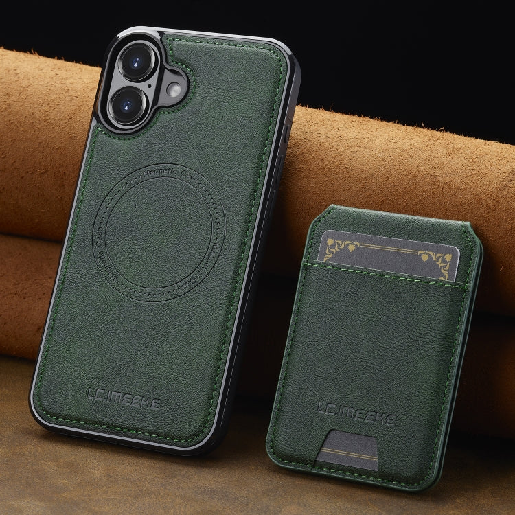 For iPhone 16 LC.IMEEKE L3 Series Detachable RFID Card Bag Magsafe Phone Case(Green) by LC.IMEEKE
