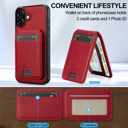 For iPhone 16 LC.IMEEKE L3 Series Detachable RFID Card Bag Magsafe Phone Case(Red) by LC.IMEEKE
