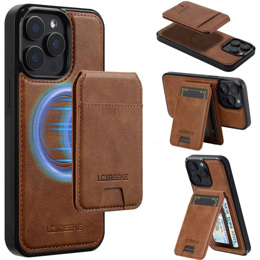 For iPhone 15 Pro Max LC.IMEEKE L3 Series Detachable RFID Card Bag Magsafe Phone Case(Brown) by LC.IMEEKE