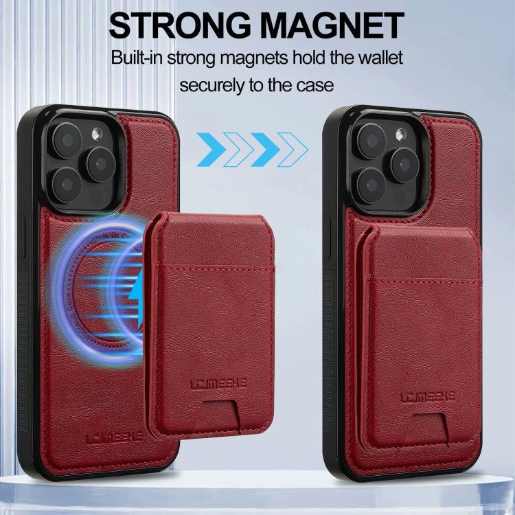 For iPhone 15 Pro Max LC.IMEEKE L3 Series Detachable RFID Card Bag Magsafe Phone Case(Red) by LC.IMEEKE