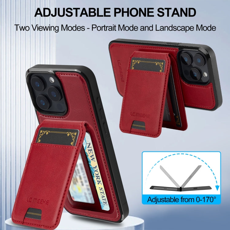 For iPhone 15 Pro Max LC.IMEEKE L3 Series Detachable RFID Card Bag Magsafe Phone Case(Red) by LC.IMEEKE