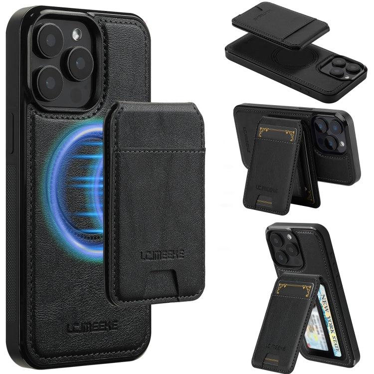 For iPhone 15 Pro LC.IMEEKE L3 Series Detachable RFID Card Bag Magsafe Phone Case(Black) by LC.IMEEKE