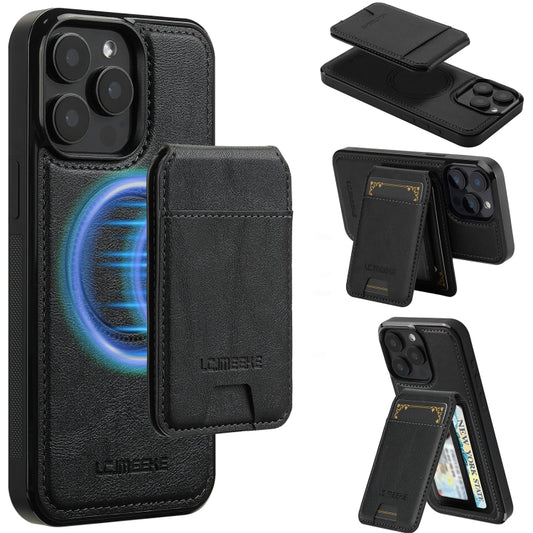 For iPhone 15 Pro LC.IMEEKE L3 Series Detachable RFID Card Bag Magsafe Phone Case(Black) by LC.IMEEKE