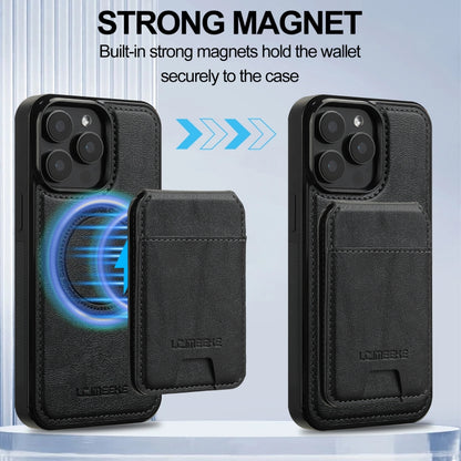 For iPhone 15 Pro LC.IMEEKE L3 Series Detachable RFID Card Bag Magsafe Phone Case(Black) by LC.IMEEKE