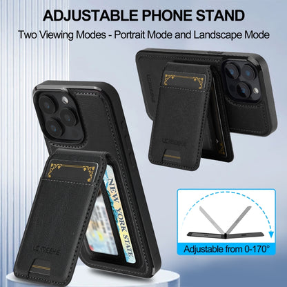 For iPhone 15 Pro LC.IMEEKE L3 Series Detachable RFID Card Bag Magsafe Phone Case(Black) by LC.IMEEKE