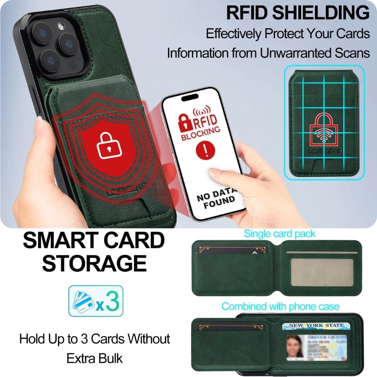 For iPhone 15 Pro LC.IMEEKE L3 Series Detachable RFID Card Bag Magsafe Phone Case(Green) by LC.IMEEKE