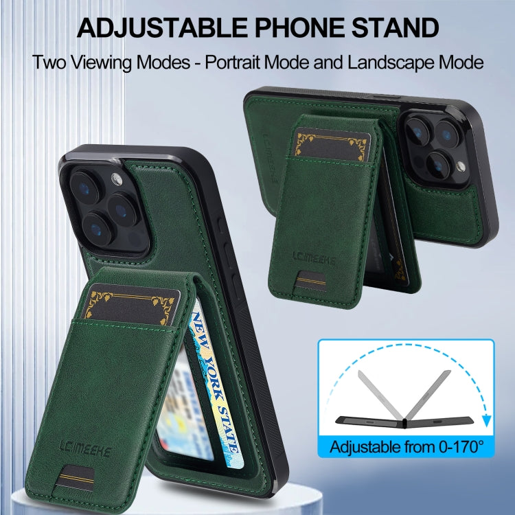 For iPhone 15 Pro LC.IMEEKE L3 Series Detachable RFID Card Bag Magsafe Phone Case(Green) by LC.IMEEKE