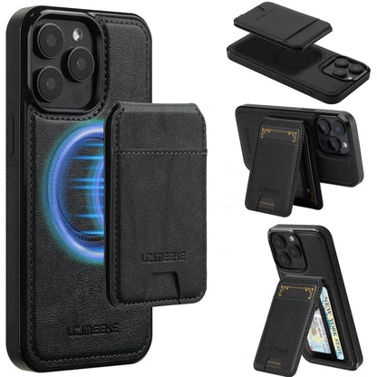 For iPhone 14 Pro Max LC.IMEEKE L3 Series Detachable RFID Card Bag Magsafe Phone Case(Black) by LC.IMEEKE