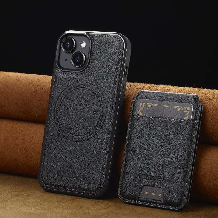 For iPhone 15 LC.IMEEKE L3 Series Detachable RFID Card Bag Magsafe Phone Case(Black) by LC.IMEEKE