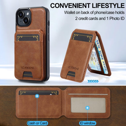 For iPhone 15 LC.IMEEKE L3 Series Detachable RFID Card Bag Magsafe Phone Case(Brown) by LC.IMEEKE