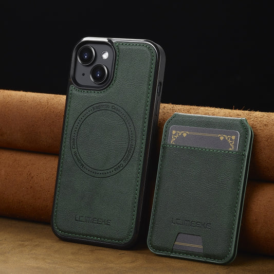 For iPhone 15 LC.IMEEKE L3 Series Detachable RFID Card Bag Magsafe Phone Case(Green) by LC.IMEEKE